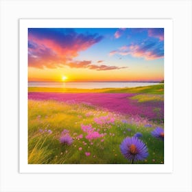 Sunset In The Meadow4 Art Print