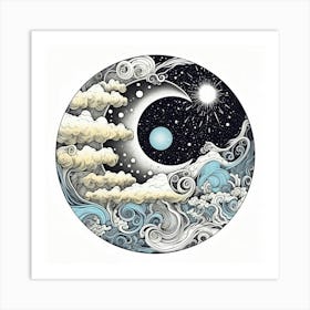 Moon And Clouds 4 Art Print