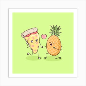 Pineapple Pizza Love Square Art Print