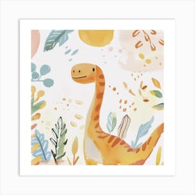 Cute Muted Pastel Gallimimus Dinosaur 3 Art Print