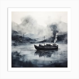 Boat In The Fog Art Print