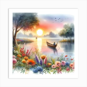 Sunset On The Lake 2 Art Print