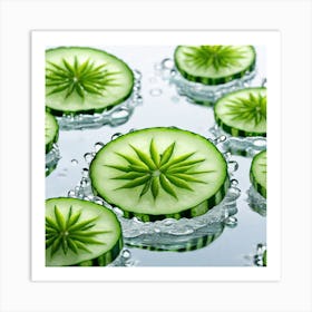 Cucumber Slices In Water Art Print