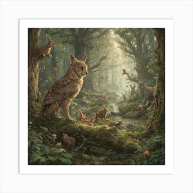 Owl In The Forest Art Print