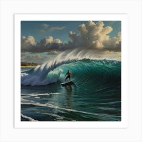 Surfer Riding A Wave 1 Art Print