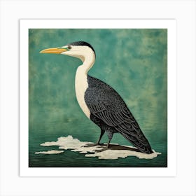 Ohara Koson Inspired Bird Painting Cormorant 4 Square Art Print