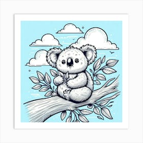 Line Art koala 1 Art Print