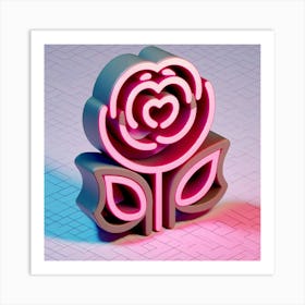 Rose neon Art Print