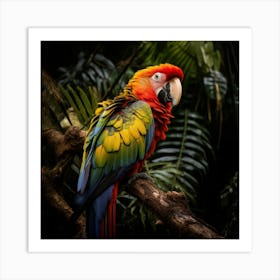 Colorful Parrot In The Jungle Art Print