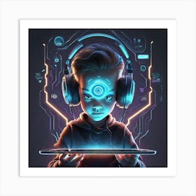 Cyborg Boy Art Print