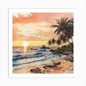 Sunset On The Beach Art Print