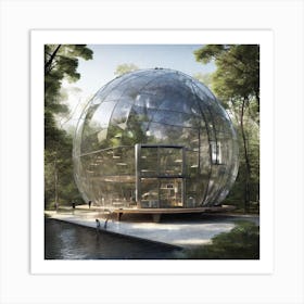 Glass House In The Woods 2 Art Print