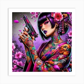 Japanese Girl With Gun 7 Art Print
