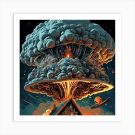 Wooden hut left behind by an atomic explosion 9 Art Print