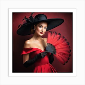 Beautiful Woman In A Red Dress 3 Art Print