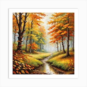 Forest In Autumn In Minimalist Style Square Composition 98 Art Print