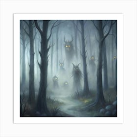 Dark Forest Monsters Art Print