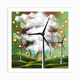 Windmill - nature - colors - photo montage Art Print