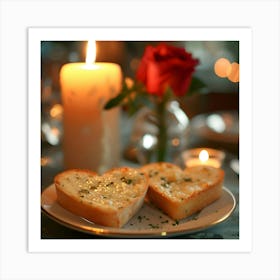 Heart Shaped Garlic Bread Art Print