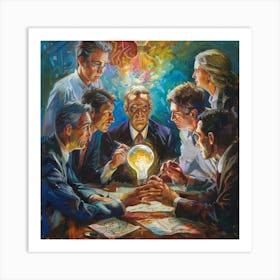 A Team Brainstorming Oil Painting Illustration 1718666037 2 Art Print