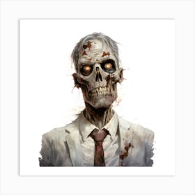 Zombie In A Suit Art Print