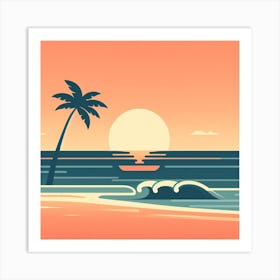 Sunset At The Beach 3 Art Print