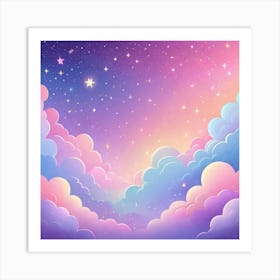 Sky With Twinkling Stars In Pastel Colors Square Composition 255 Art Print