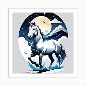 Horse In The Moonlight Art Print