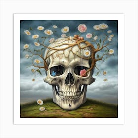 Skull With Flowers 2 Art Print