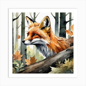 Fox In The Woods 44 Art Print