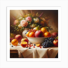 Fruits And Flowers Art Print