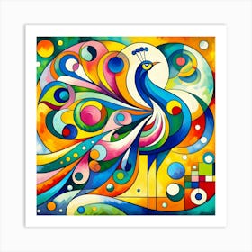 Abstract Colorful Peacock Art Print