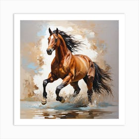 Horse Running In Water 3 Art Print