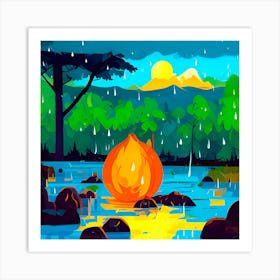 Fire In The Rain Art Print