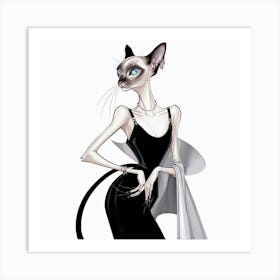 The Illustration Shows An Anthropomorphic Siamese Art Print