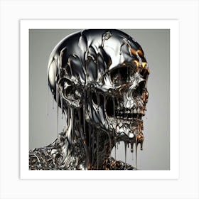 Skull In Silver Art Print