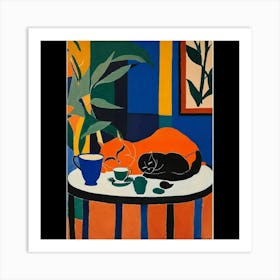 Cat And Cup Of Tea Art Print