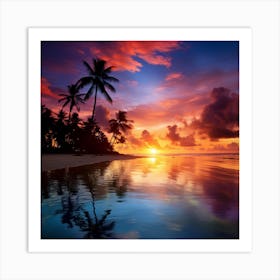 Sunset On The Beach Art Print