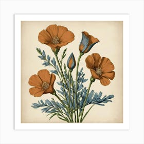 Orange Poppies Art Print