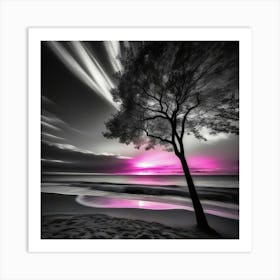 Lone Tree At Sunset 1 Art Print