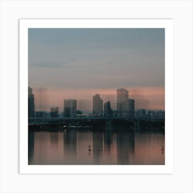 City Skyline At Dusk Art Print