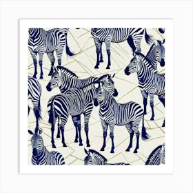 Zebra blue work Art Print