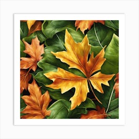 Autumn Leaves Seamless Pattern 3 Art Print