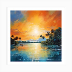 Caribbean Canvas: Serene Abstracts Art Print