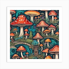 Mushroom Forest Art Print