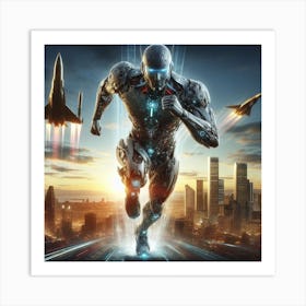 Futuristic Man Running 8 Art Print