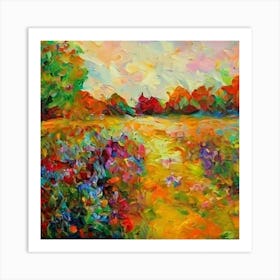 Landscape Painting Flowers Art Print