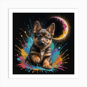 German Shepherd Dog Painting Art Print