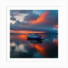 Sunset On A Boat 14 Art Print