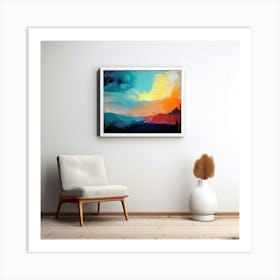 Mock Up Canvas Framed Art Gallery Wall Mounted Textured Print Abstract Landscape Portrait (7) Art Print